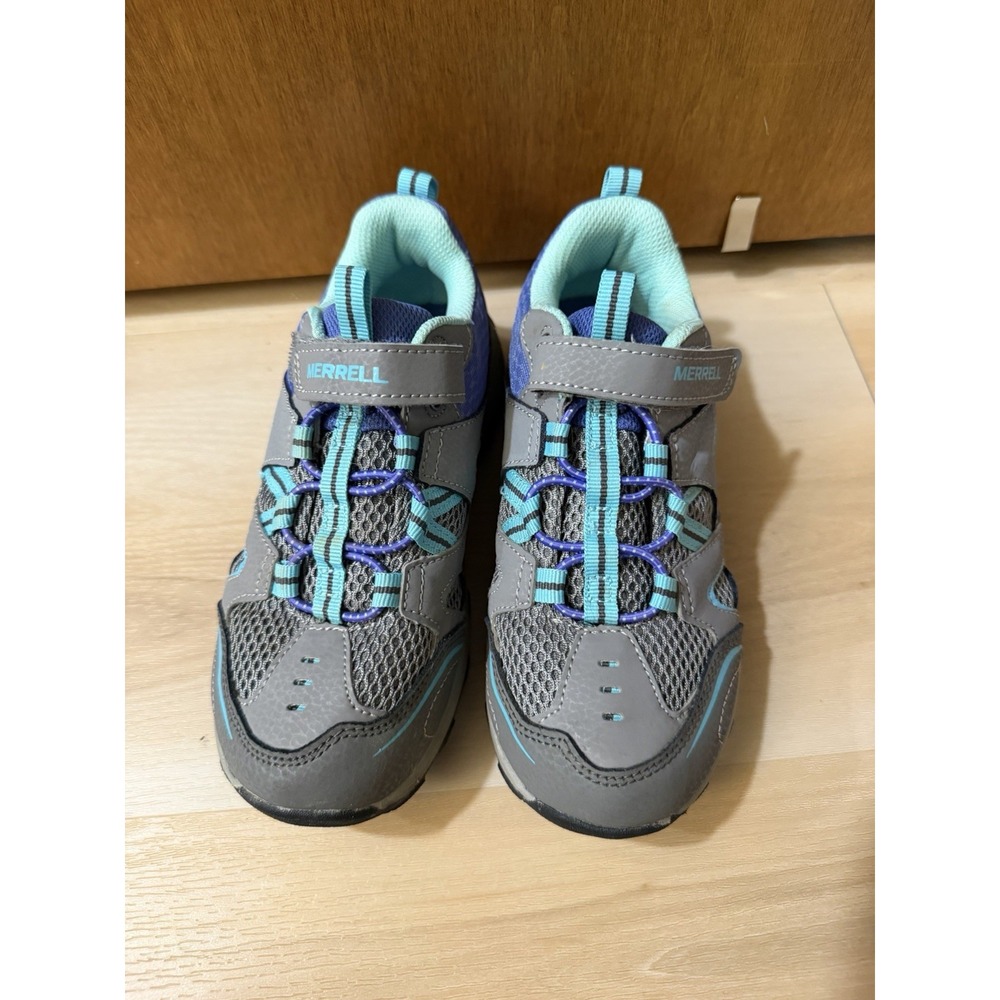 Merrell Big Kid Trail Quest Hiking Sneakers Grey Blue MY57111 Size 2 - Picture 2 of 7